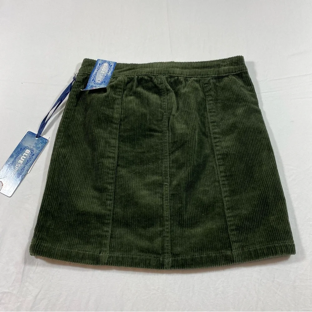 NWT Blue Spice Mini Skirt Corduroy ZipUp Autumn Emerald Green Cute Casua…
